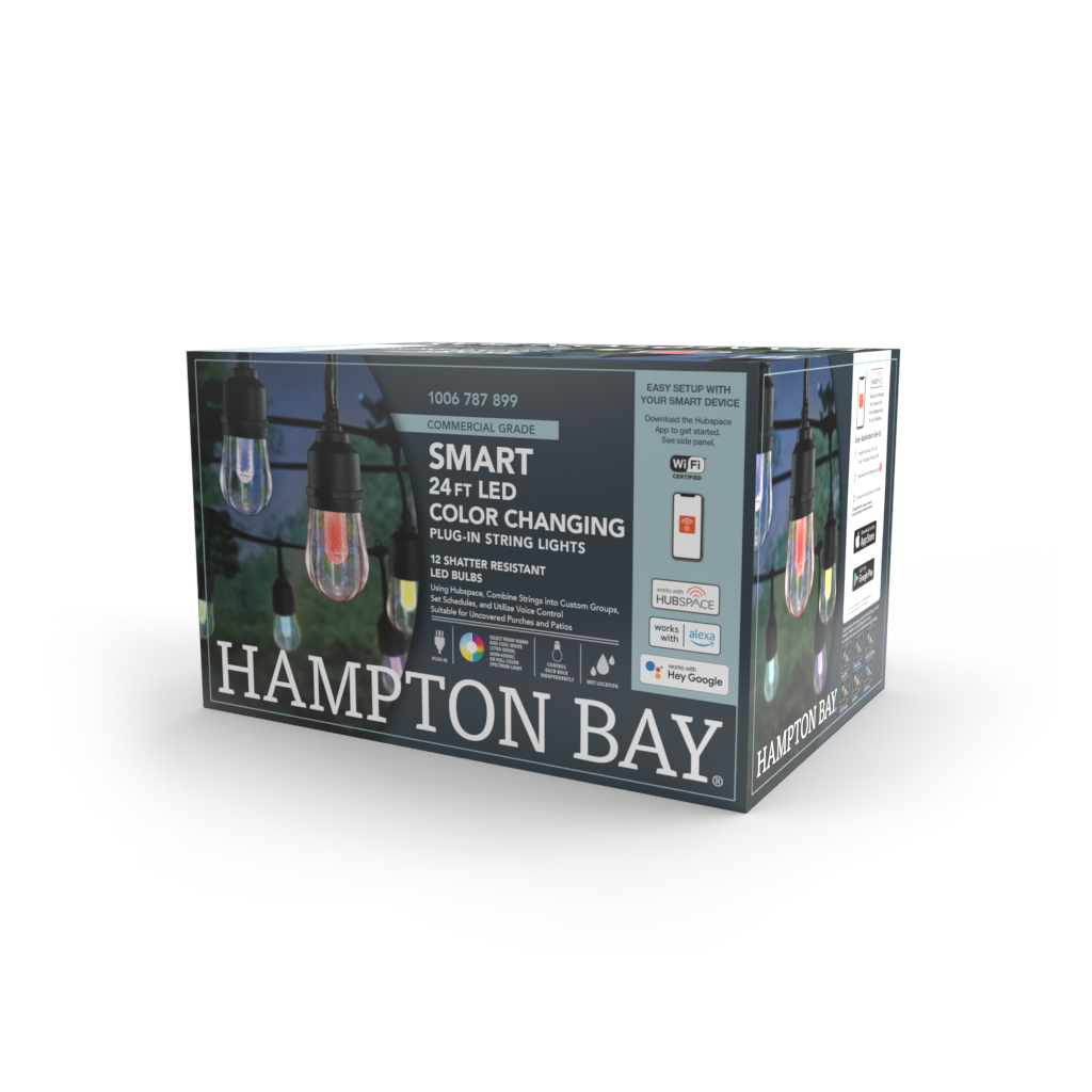 Hampton Bay Indoor/Outdoor 12-Light 24 ft. Smart Plug-in Edison Bulb RGBW  Color Changing LED String Light Powered by Hubspace HB-10521-HS - The Home  Depot